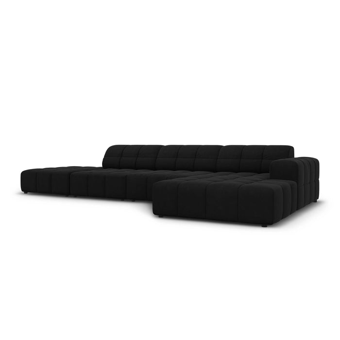 Cosmopolitan Design Chicago Hoekbank met Chaise Longue Rechts - Links Open - Velvet - Zwart