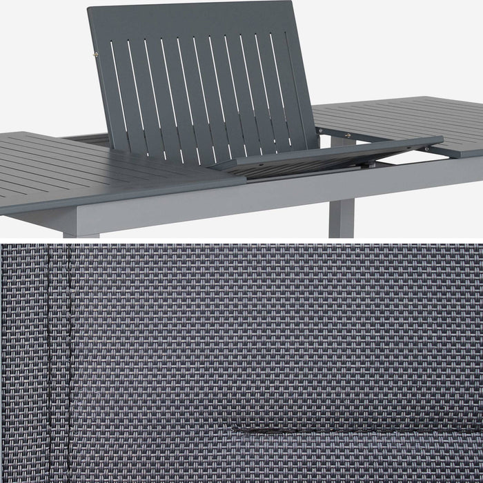 sweeek - Aluminium tuinset 8 plaatsen, uitschuifbaar