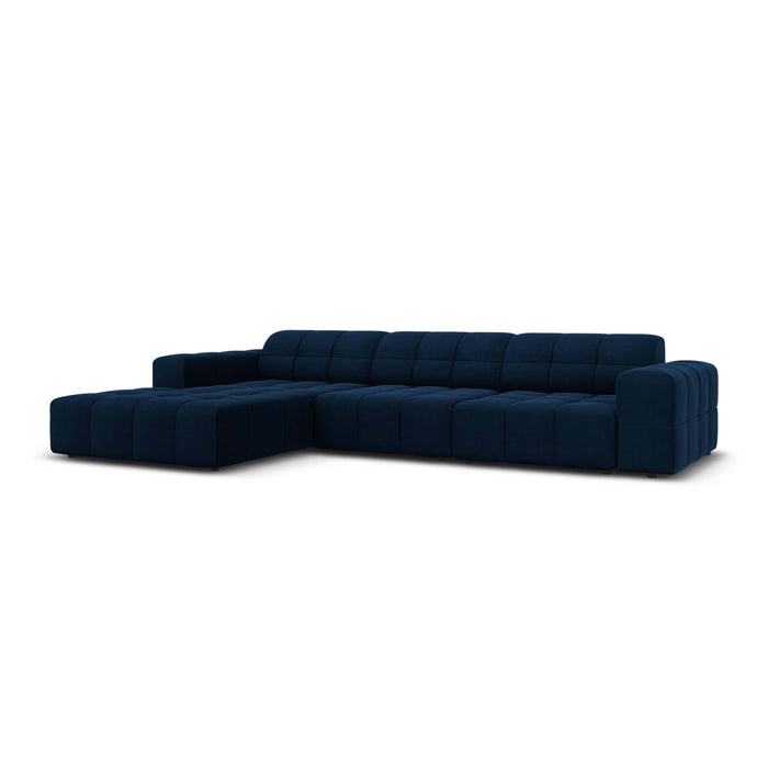 Cosmopolitan Design Chicago Hoekbank met Chaise Longue Links - Velvet - Koningsblauw