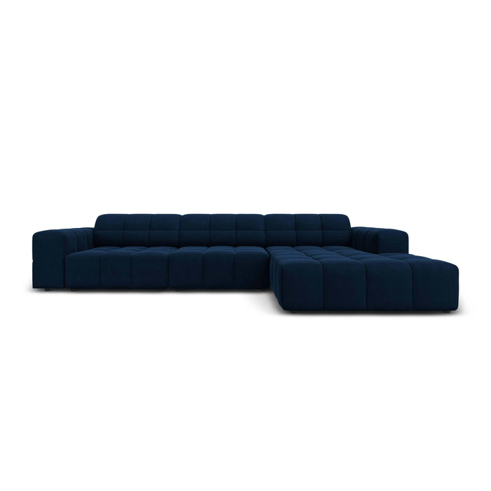 Cosmopolitan Design Chicago Hoekbank met Chaise Longue Rechts - Velvet - Koningsblauw
