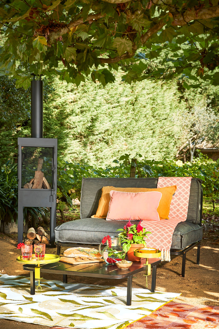 Mica Decorations Celo Hocker - L80 x B80 x H23 cm - Metaal - Zwart