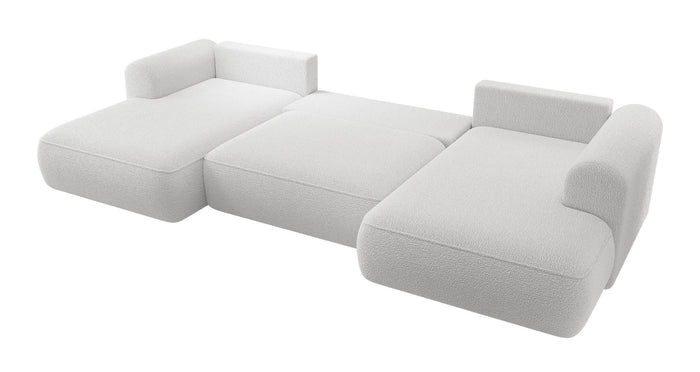 NADUVI Collection Philipa U-bank Rechts met Slaapfunctie - Bouclé - Lichtgrijs