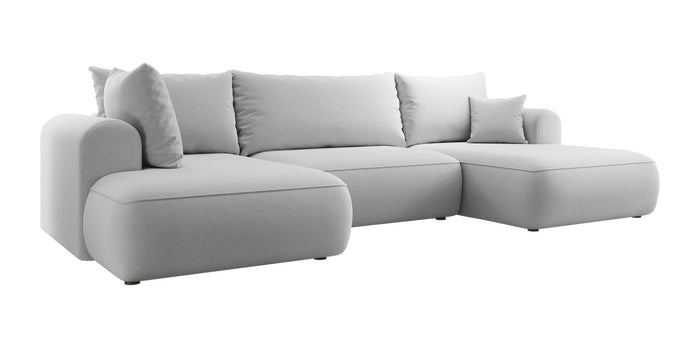 NADUVI Collection Philipa U-bank Links met Slaapfunctie - Velvet - Grijs