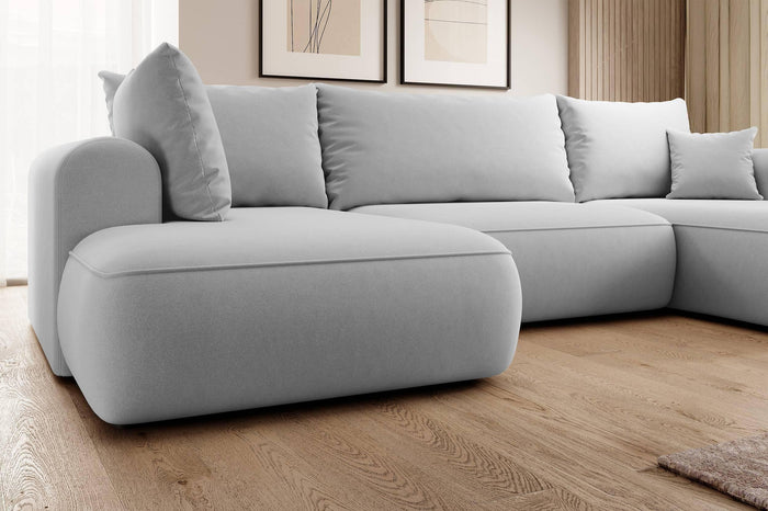 NADUVI Collection Philipa U-bank Links met Slaapfunctie - Velvet - Grijs