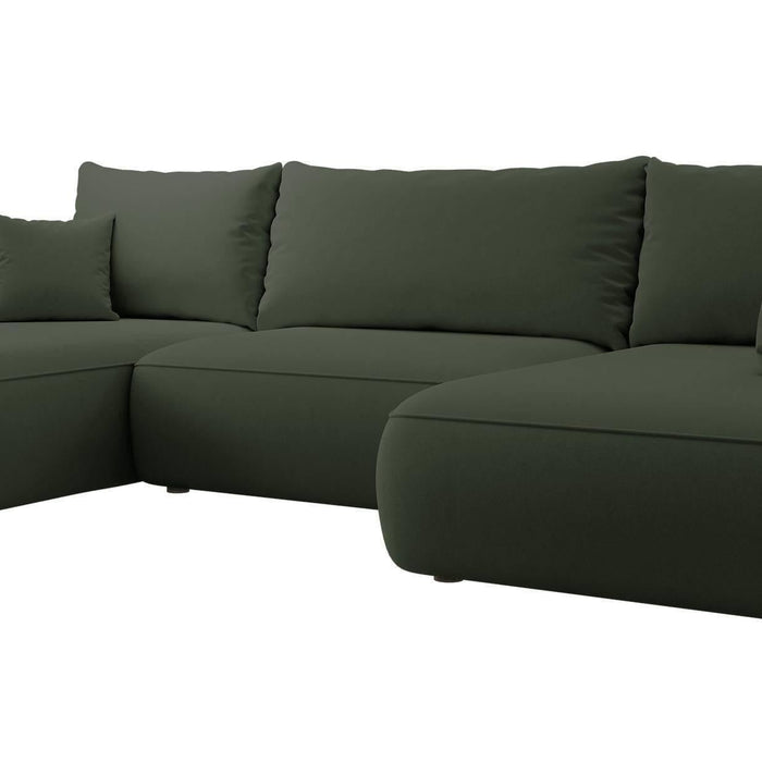 NADUVI Collection Philipa U-bank Rechts met Slaapfunctie - Velvet - Donkergroen