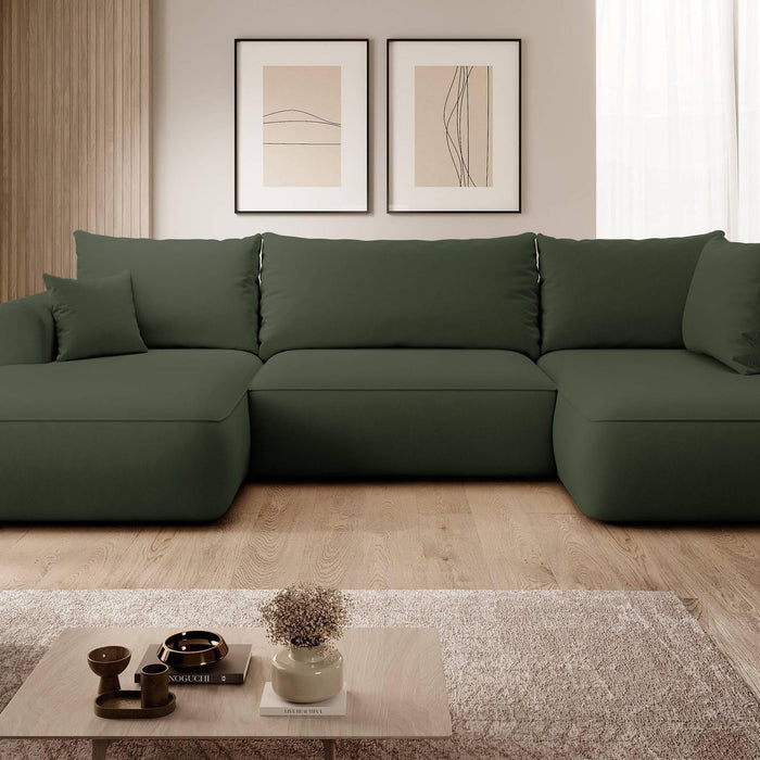 NADUVI Collection Philipa U-bank Rechts met Slaapfunctie - Velvet - Donkergroen