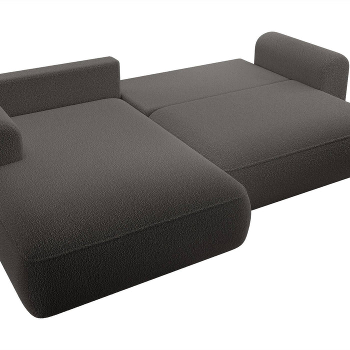 NADUVI Collection Philipa Hoekbank Links met Slaapfunctie - Bouclé - Antraciet