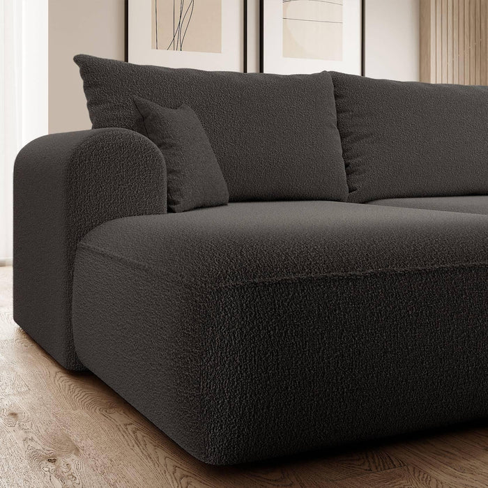 NADUVI Collection Philipa Hoekbank Links met Slaapfunctie - Bouclé - Antraciet
