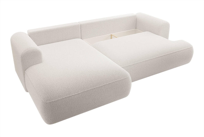 NADUVI Collection Philipa Hoekbank Links met Slaapfunctie - Bouclé - Crème