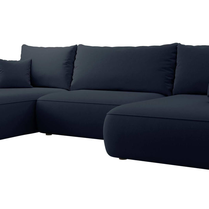 NADUVI Collection Philipa U-bank Rechts met Slaapfunctie - Velvet - Donkerblauw