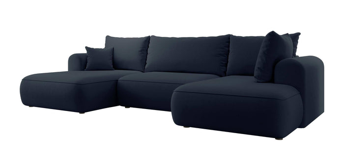 NADUVI Collection Philipa U-bank Rechts met Slaapfunctie - Velvet - Donkerblauw