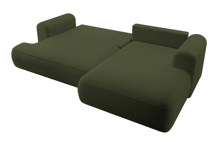 NADUVI Collection Philipa Hoekbank Rechts met Slaapfunctie - Velvet - Donkergroen