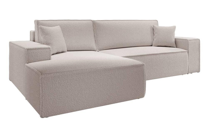 NADUVI Collection Galine Hoekbank met Chaise Longue Links met Slaapfunctie - Bouclé - Crème