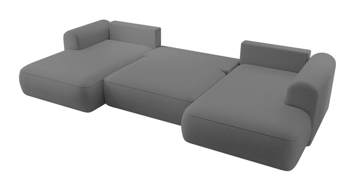 NADUVI Collection Philipa U-bank Rechts met Slaapfunctie - Velvet - Donkergrijs