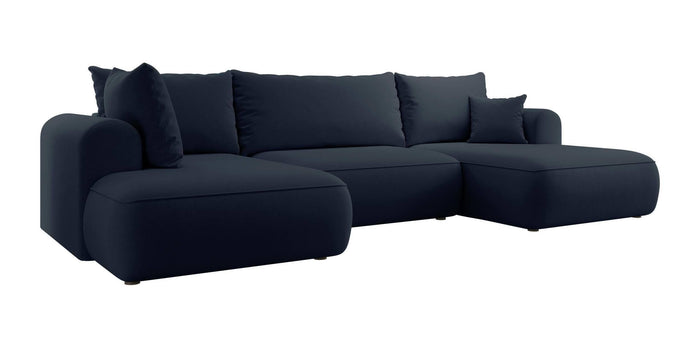 NADUVI Collection Philipa U-bank Links met Slaapfunctie - Velvet - Donkerblauw