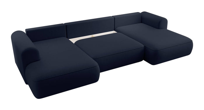 NADUVI Collection Philipa U-bank Links met Slaapfunctie - Velvet - Donkerblauw