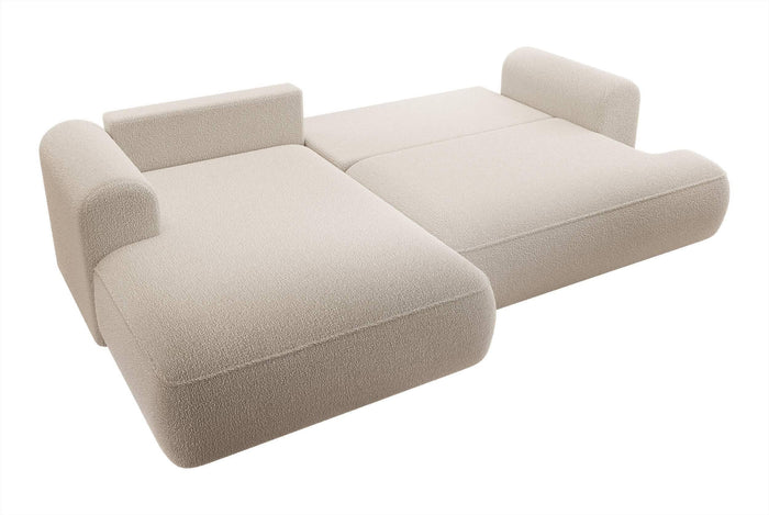 NADUVI Collection Philipa Hoekbank Links met Slaapfunctie - Bouclé - Beige