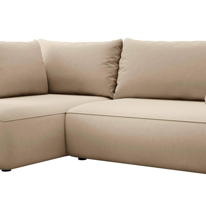 NADUVI Collection Philipa Hoekbank Big Links met Slaapfunctie - Velvet - Beige