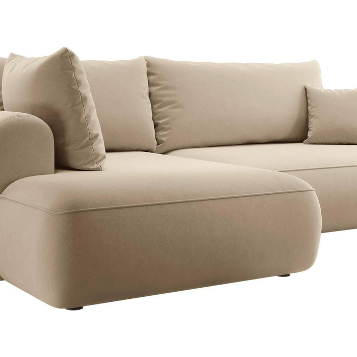 NADUVI Collection Philipa Hoekbank Big Links met Slaapfunctie - Velvet - Beige