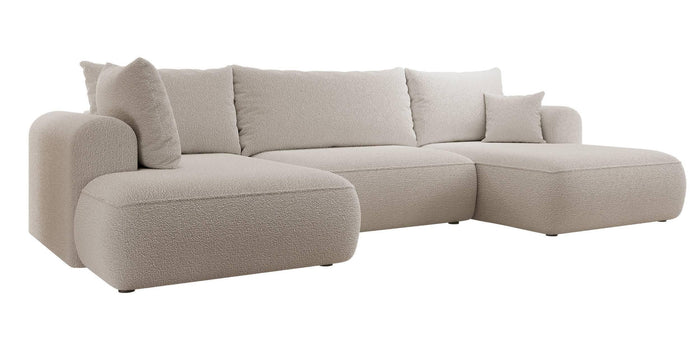 NADUVI Collection Philipa U-bank Links met Slaapfunctie - Bouclé - Taupe