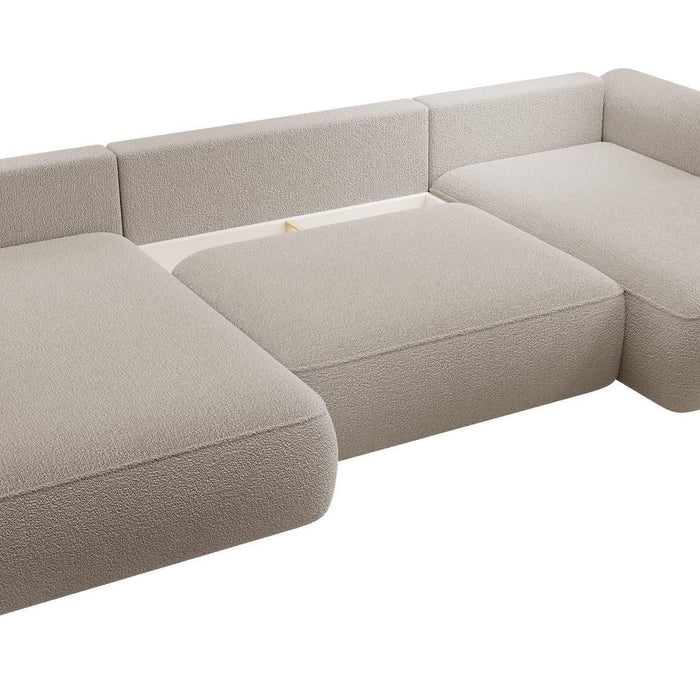 NADUVI Collection Philipa U-bank Links met Slaapfunctie - Bouclé - Taupe