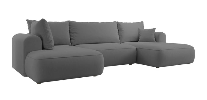 NADUVI Collection Philipa U-bank Links met Slaapfunctie - Velvet - Donkergrijs