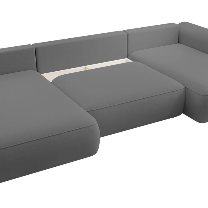 NADUVI Collection Philipa U-bank Links met Slaapfunctie - Velvet - Donkergrijs