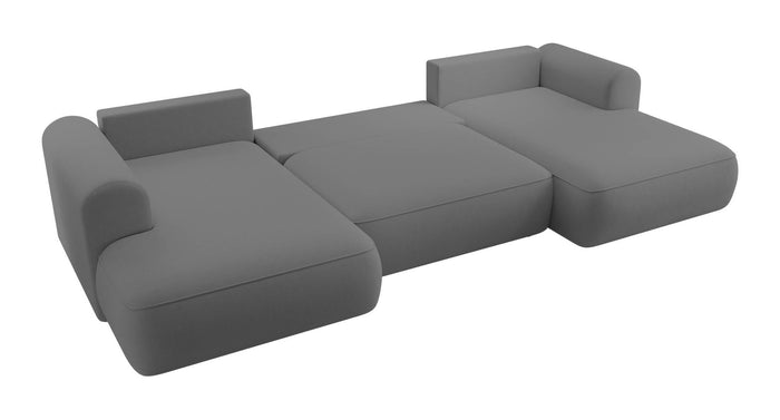 NADUVI Collection Philipa U-bank Links met Slaapfunctie - Velvet - Donkergrijs