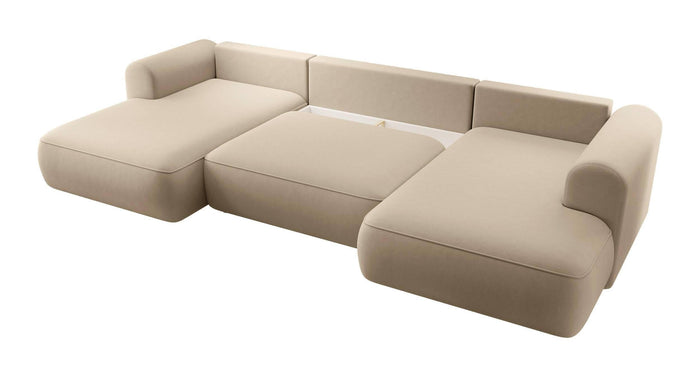 NADUVI Collection Philipa U-bank Rechts met Slaapfunctie - Velvet - Beige