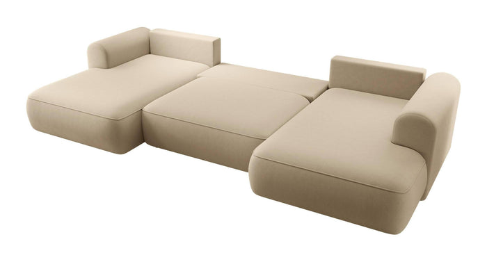 NADUVI Collection Philipa U-bank Rechts met Slaapfunctie - Velvet - Beige