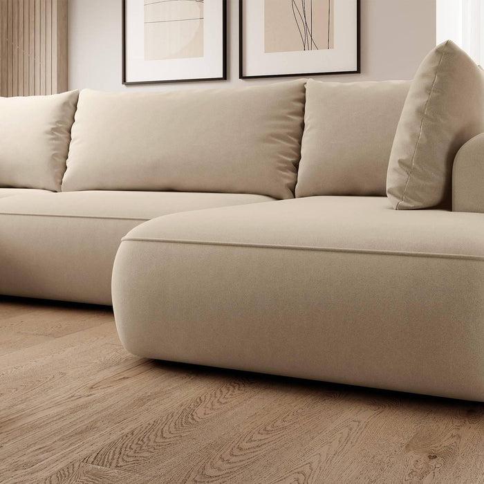 NADUVI Collection Philipa U-bank Rechts met Slaapfunctie - Velvet - Beige