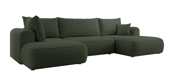 NADUVI Collection Philipa U-bank Links met Slaapfunctie - Velvet - Donkergroen