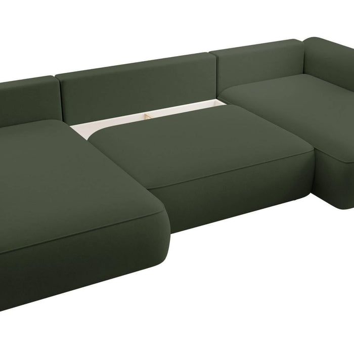 NADUVI Collection Philipa U-bank Links met Slaapfunctie - Velvet - Donkergroen