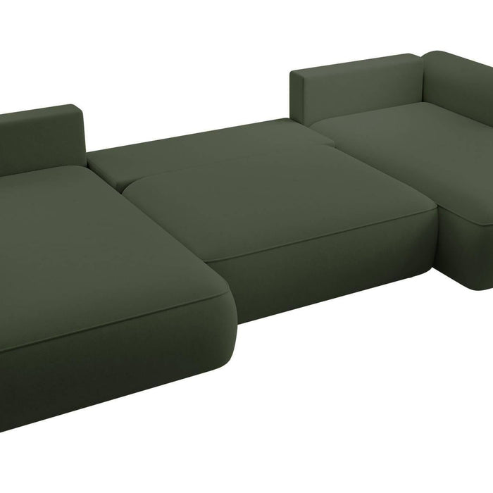 NADUVI Collection Philipa U-bank Links met Slaapfunctie - Velvet - Donkergroen