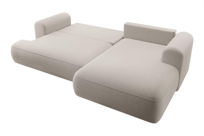 NADUVI Collection Philipa Hoekbank Rechts met Slaapfunctie - Velvet - Crème