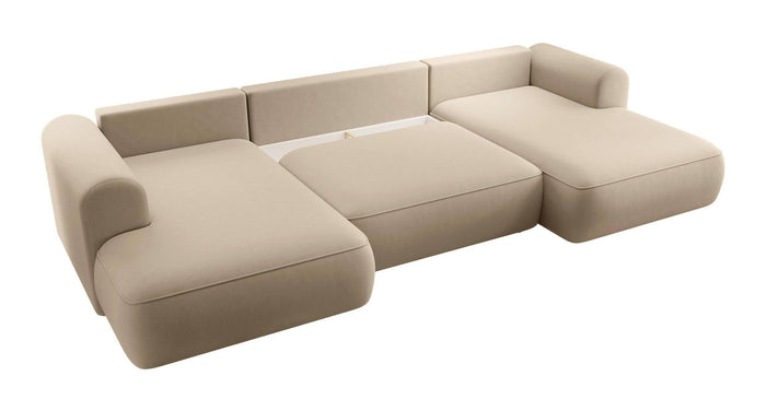 NADUVI Collection Philipa U-bank Links met Slaapfunctie - Velvet - Beige