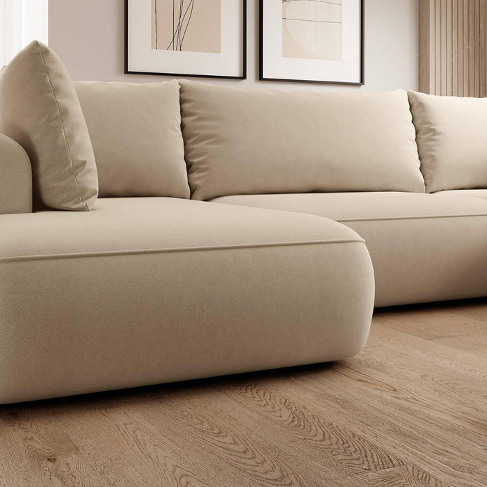 NADUVI Collection Philipa U-bank Links met Slaapfunctie - Velvet - Beige