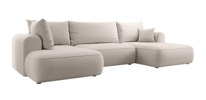 NADUVI Collection Philipa U-bank Links met Slaapfunctie - Velvet - Gebroken wit