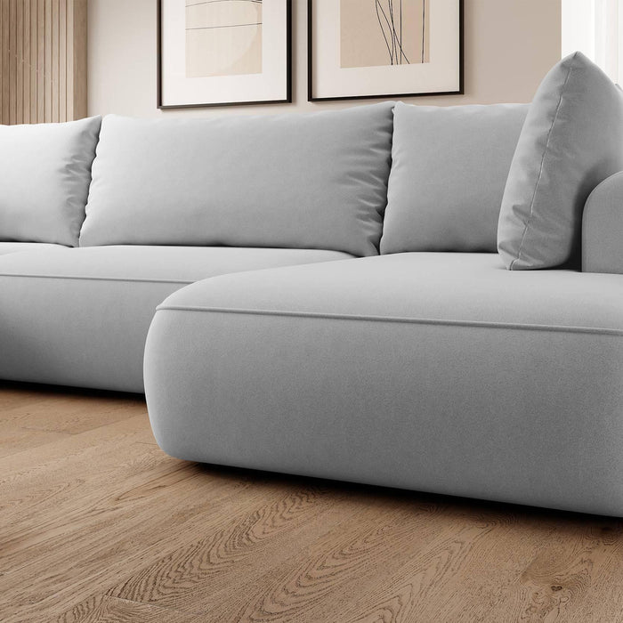 NADUVI Collection Philipa U-bank Rechts met Slaapfunctie - Velvet - Grijs