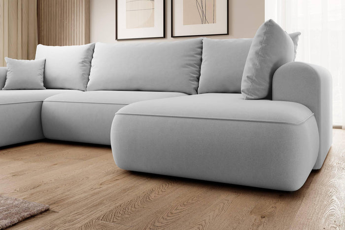 NADUVI Collection Philipa U-bank Rechts met Slaapfunctie - Velvet - Grijs