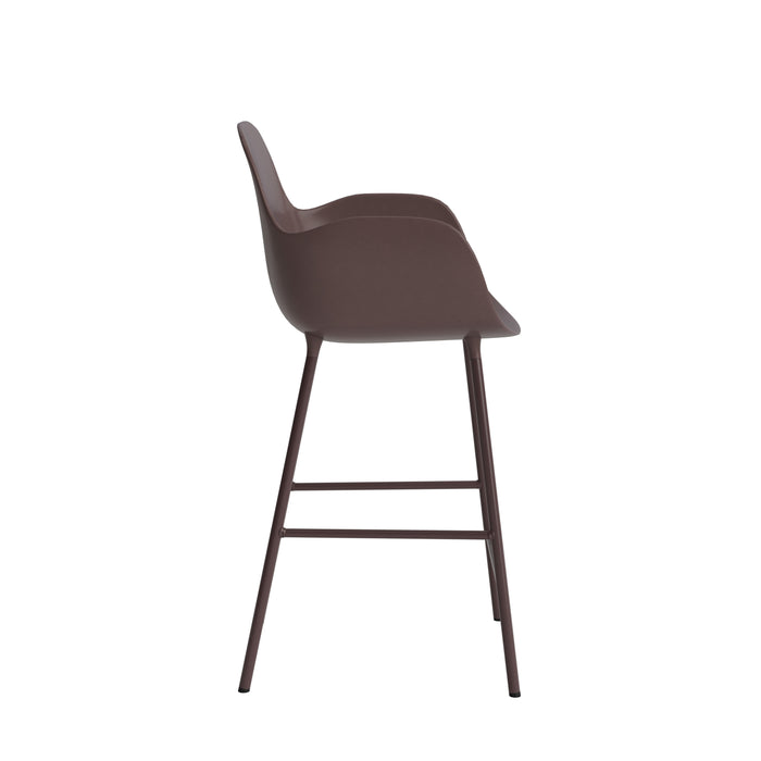 Normann Copenhagen Form Barkruk High 75 cm met Armleuning - Staal - Bruin