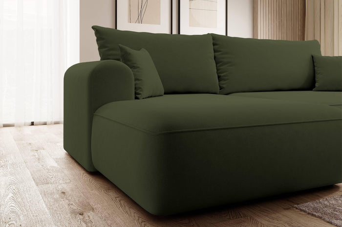 NADUVI Collection Philipa Hoekbank Links met Slaapfunctie - Velvet - Donkergroen