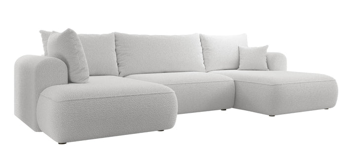 NADUVI Collection Philipa U-bank Links met Slaapfunctie - Bouclé - Lichtgrijs