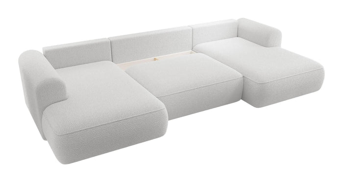 NADUVI Collection Philipa U-bank Links met Slaapfunctie - Bouclé - Lichtgrijs