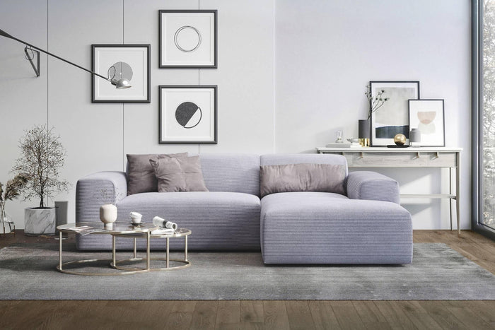 NADUVI Collection Nina Hoekbank Rechts - Ribstof - Lichtgrijs