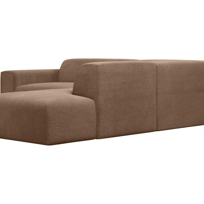 NADUVI Collection Nina Big Hoekbank Rechts - Ribstof - Hazelnootbruin