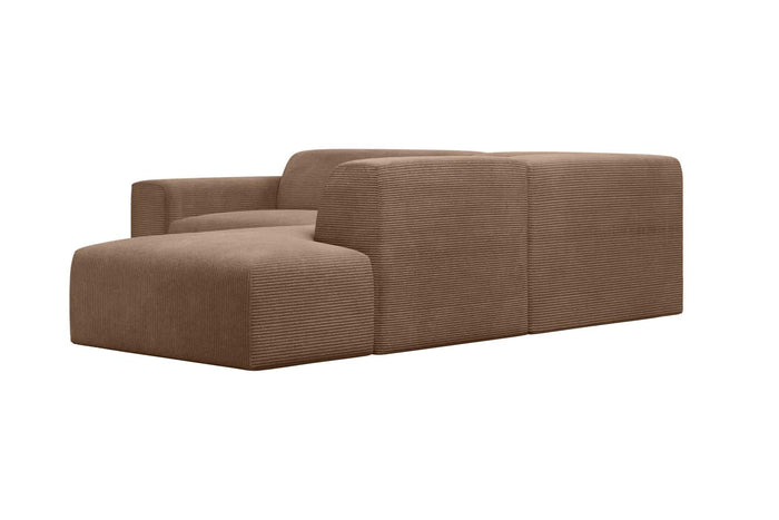 NADUVI Collection Nina Big Hoekbank Rechts - Ribstof - Hazelnootbruin