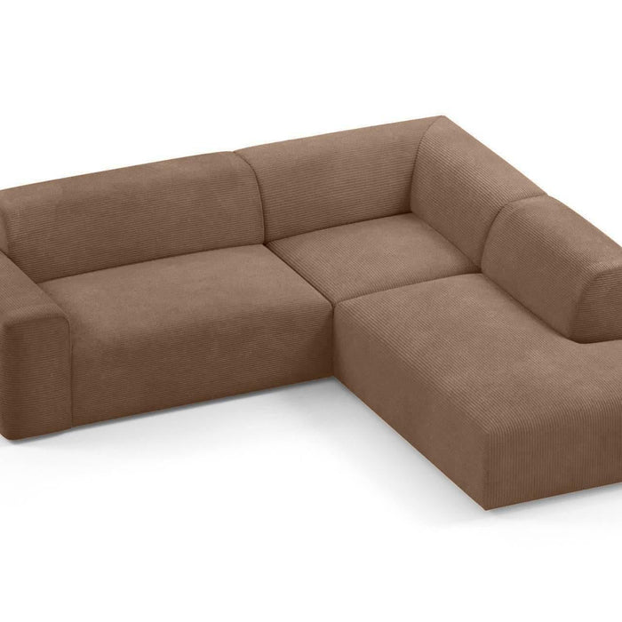 NADUVI Collection Nina Big Hoekbank Rechts - Ribstof - Hazelnootbruin