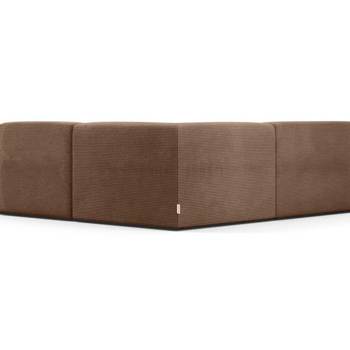 NADUVI Collection Nina Big Hoekbank Rechts - Ribstof - Hazelnootbruin