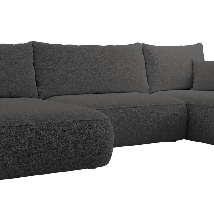 NADUVI Collection Philipa U-bank Links met Slaapfunctie - Bouclé - Antraciet